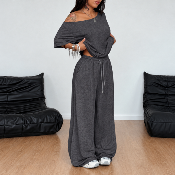 Women's Black Long Sleeve Casual Matching Set