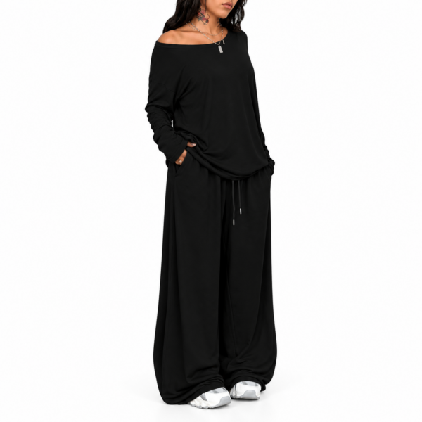 Women's Black Long Sleeve Casual Matching Set