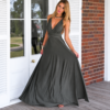 Light Blue Tie Neck Draped Maxi Dress for Women