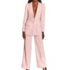 Pink Long Sleeve Blazer Matching Pants Set