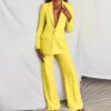 Pink Long Sleeve Blazer Matching Pants Set