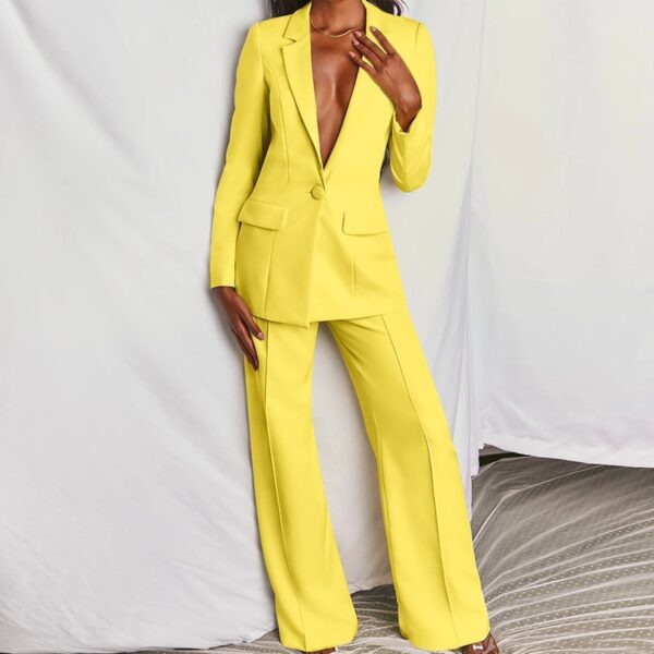 Pink Long Sleeve Blazer Matching Pants Set