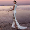O1CN01lFXMJo2EjICxF9c2Q_!!2906818780-0-cib White Lace Panel Sleeveless Mermaid Maxi Evening Dress