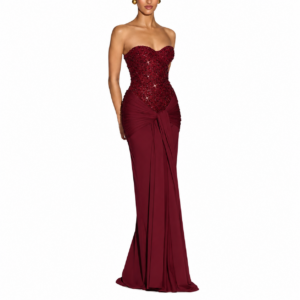 e3001b9e-0a87-4ba0-a7ee-d2e910b394ed Women's White Strapless Slim Fit Formal Maxi Dress
